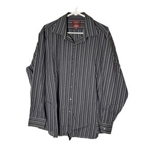 Covington Modern Fit Striped Button Down Shirt Mens XL Charcoal Grey White